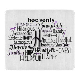 Adjective Word Cloud beginning with letter H Cutting Board