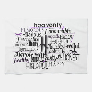 Adjective Word Cloud beginning with letter H Tea Towel