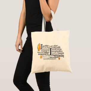 Adjective Word Cloud beginning with letter I Tote Bag