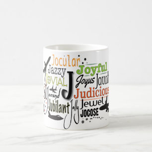 Adjective Word Cloud beginning with letter J Coffee Mug