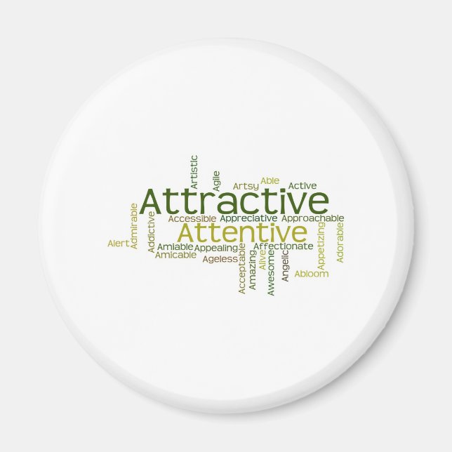 Adjectives to describe yourself starts with A Magnet (Front)