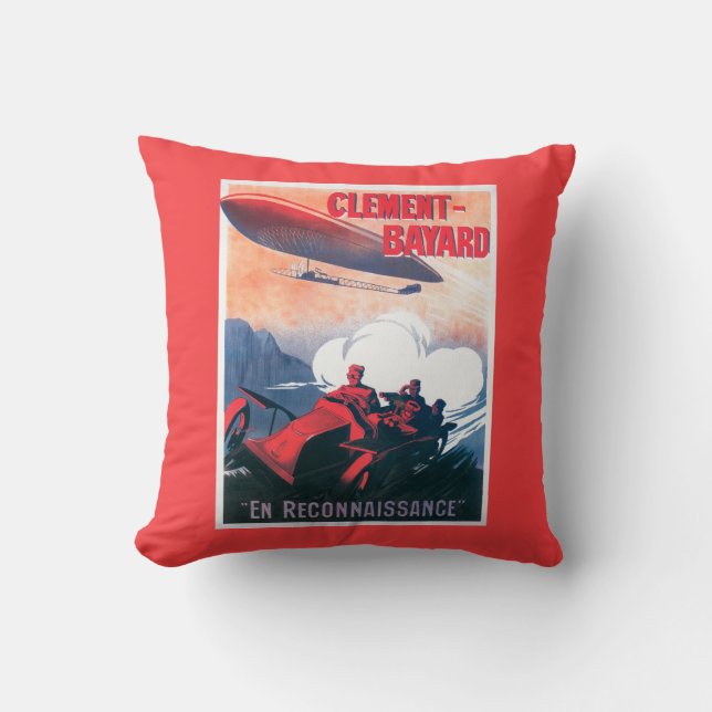Adjudant Vincenot WWI Airship Promotional Poster Cushion (Front)