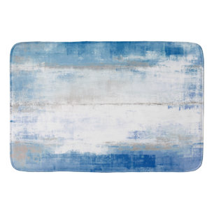 'Adjust' Blue and Grey Abstract Art Bath Mat