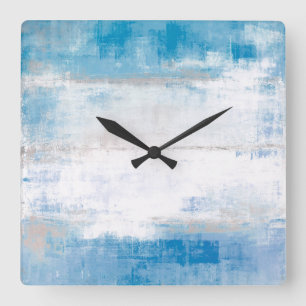 'Adjust' Blue and Grey Abstract Art Square Wall Clock