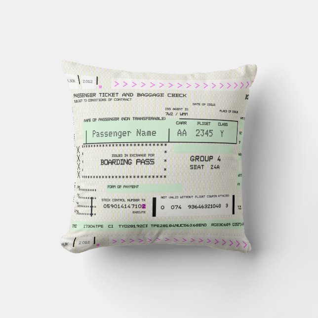 Adjust This Airline Boarding Ticket Cushion (Front)