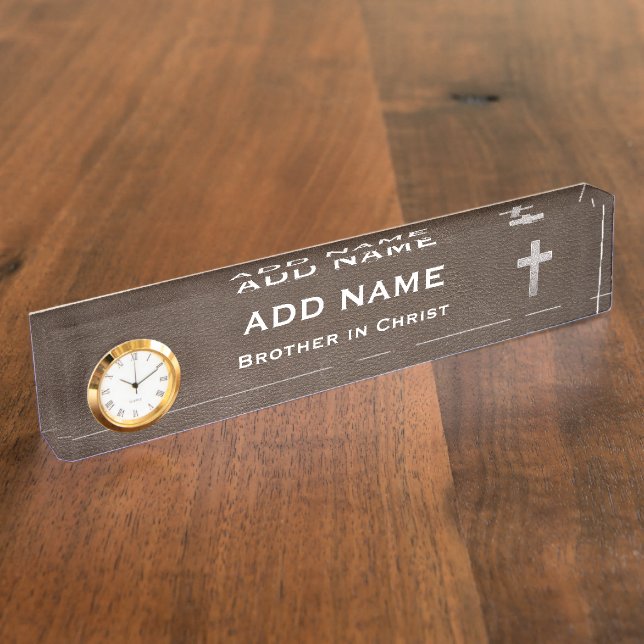 Adjust This Metal Cross Nameplate (Side)