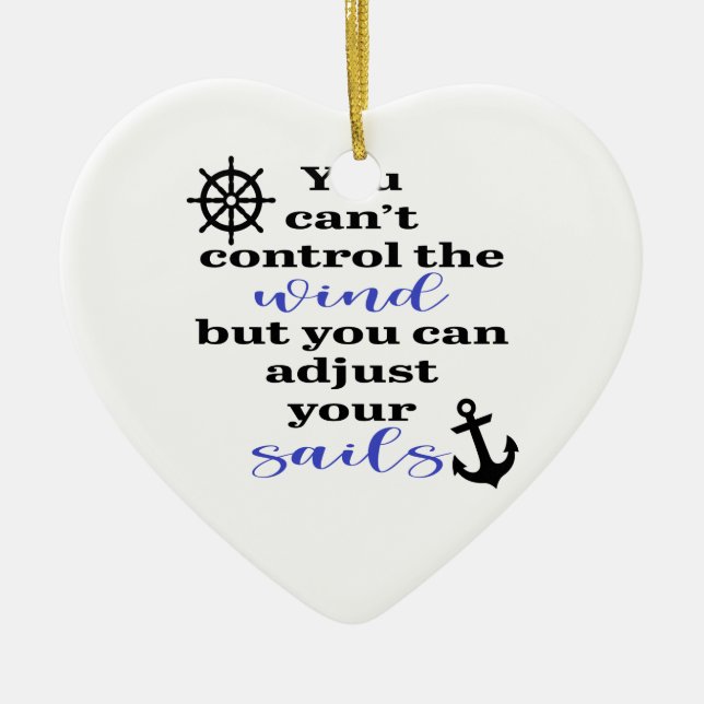 ADJUST YOUR SAILS ANCHOR AND WHEE CERAMIC TREE DECORATION (Front)