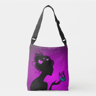 Adjustable bag The woman butterflies purple