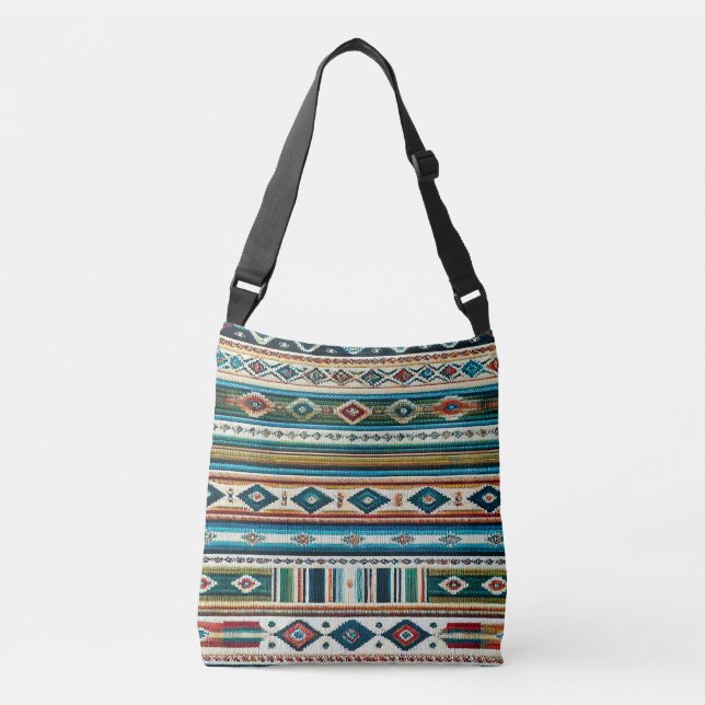 ADJUSTABLE TOTE "AGUA" Mexican-Style Print (Front)