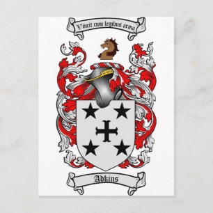 Adkins Coat of Arms / Adkins Family Crest Postcard