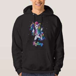 ADLEY Name Personalised Custom Rainbow Unicorn Dab Hoodie