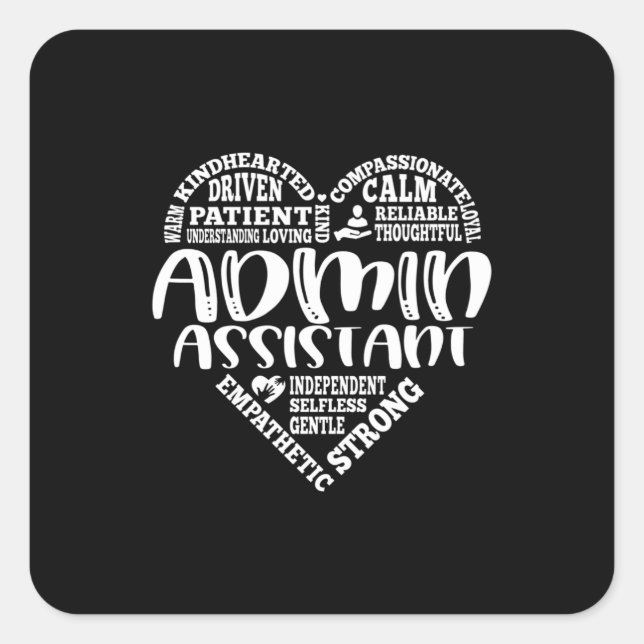 Admin, Administrative assistant, asst Square Sticker (Front)