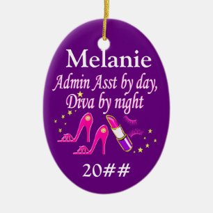 ADMIN ASST FASHION QUEEN PERSONALIZED ORNAMENT