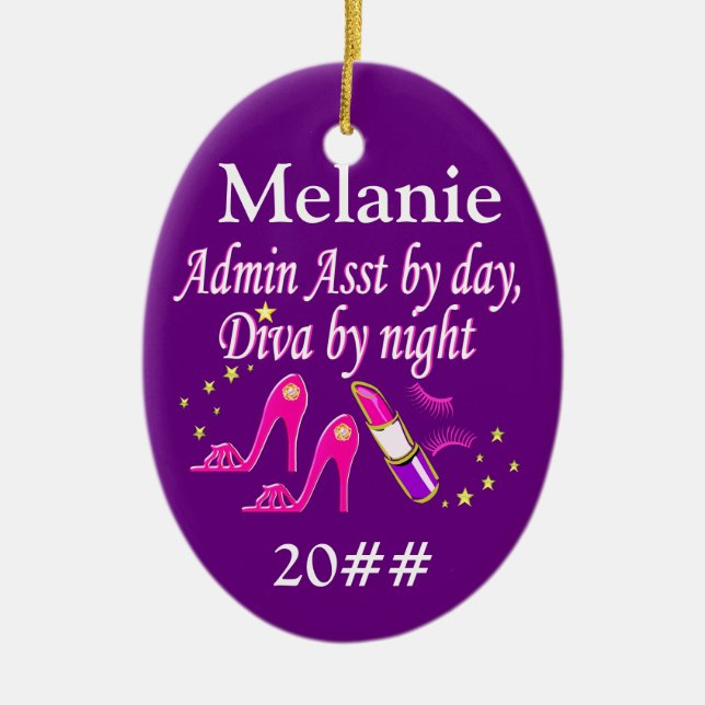 ADMIN ASST FASHION QUEEN PERSONALIZED ORNAMENT (Front)