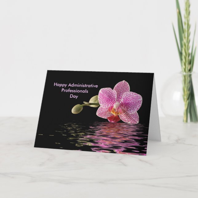 Admin Pro Day Pink Orchid Reflection Holiday Card (Front)