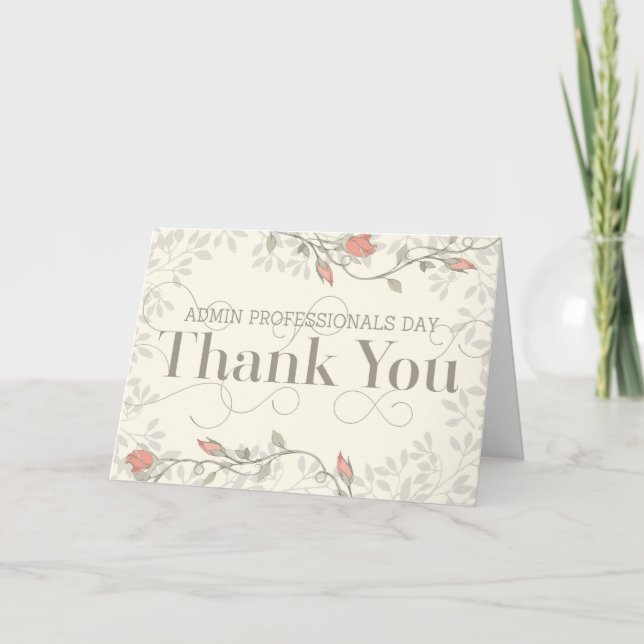 Admin Professionals Day Thank You Card - Cream (Front)