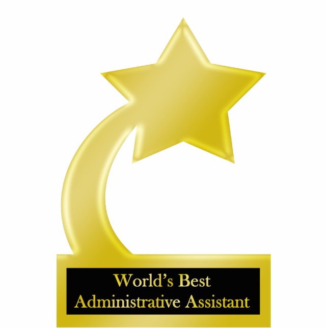 Administrative Assistant, Gold Star Award Trophy Standing Photo Sculpture (Front)