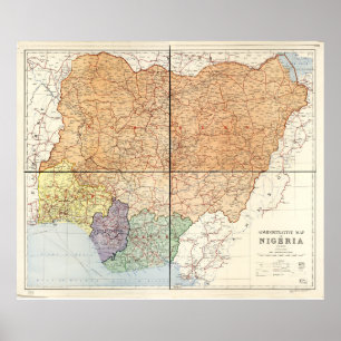 Administrative Map of Nigeria (1965) Poster