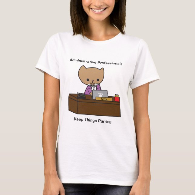 Administrative Professional Cute Cat Personalise T-Shirt (Front)