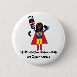 Administrative Professional Super Hero (African Am 6 Cm Round Badge
