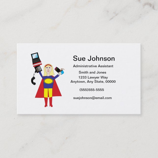 Administrative Professional Super Hero (Blonde) Bu Business Card (Front)