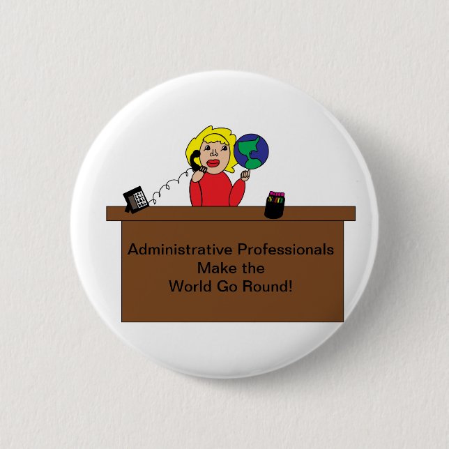 Administrative Professional World Blonde Custom 6 Cm Round Badge (Front)