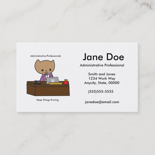 Administrative Professionals Keep Things Purring Business Card (Front)