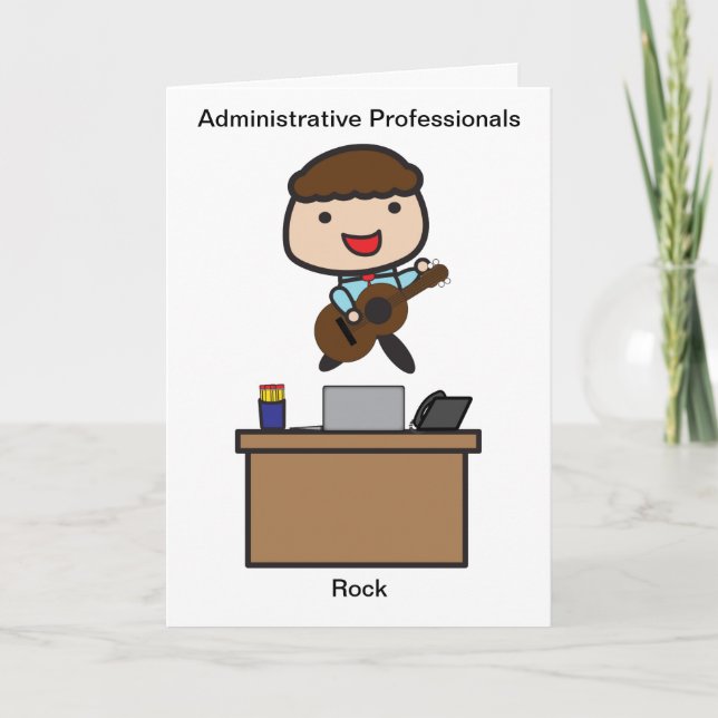 Administrative Professionals Rock Male Thank You Card (Front)