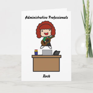 Administrative Professionals Rock (red hair) Funny Card