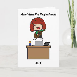 Administrative Professionals Rock (red hair) Funny Card