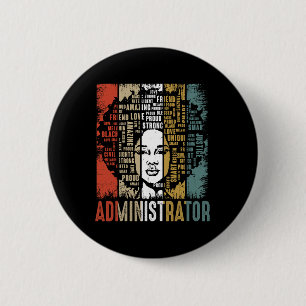 Administrator Afro African American Black History 6 Cm Round Badge