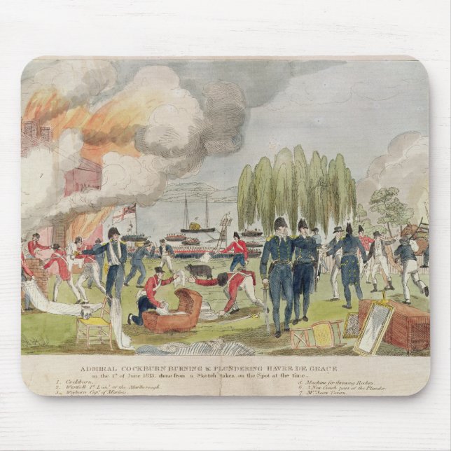 Admiral Cockburn burning and plundering Mouse Mat (Front)