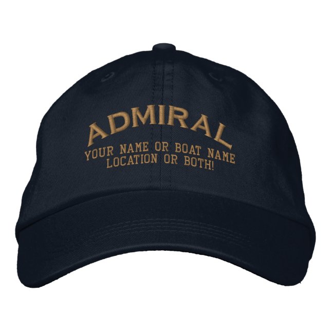 Admiral Custom Your Name Boat Local Embroidered Hat (Front)