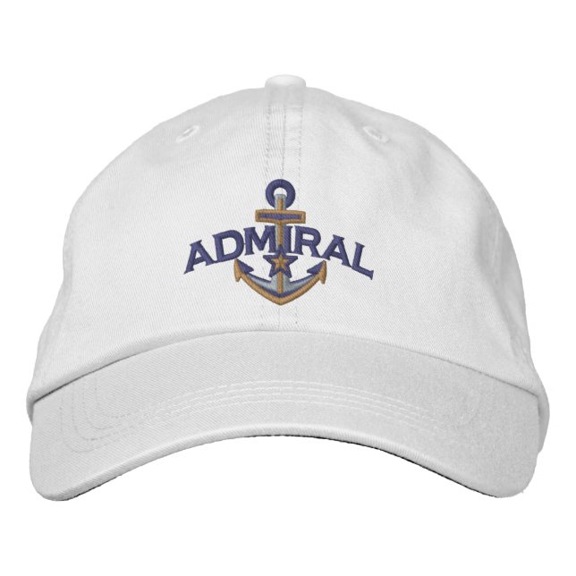 Admiral Nautical Star Anchor Embroidery Embroidered Hat (Front)