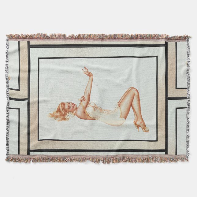 Admiration Pin-up Girl Art by Alberto Vargas Throw Blanket (Front)