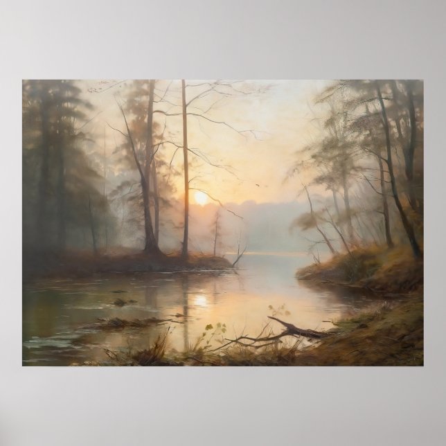 Admiring The Sunrise on The River Poster (Front)