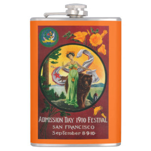 Admission Day Advertisment, State Festival Hip Flask