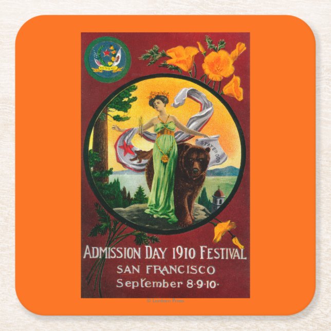 Admission Day Advertisment, State Festival Square Paper Coaster (Front)