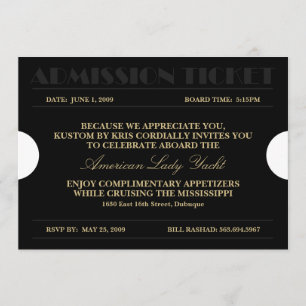 Admission Ticket 5x7 Invitations