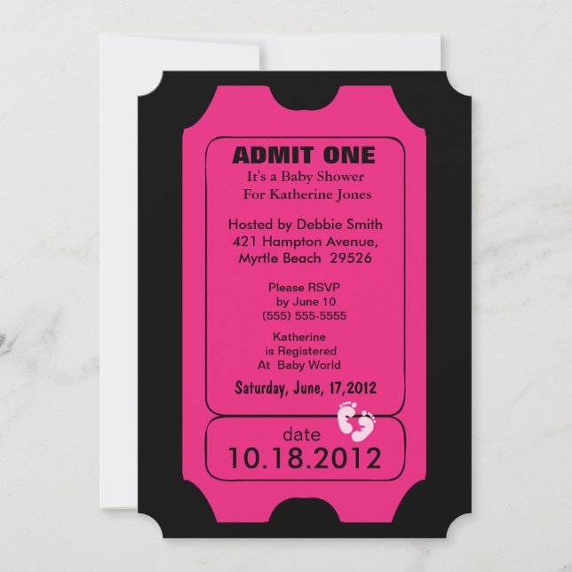 Admission Ticket Baby Shower  Invitation (Front)