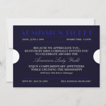 Admission Ticket Blue 5x7 Invitations