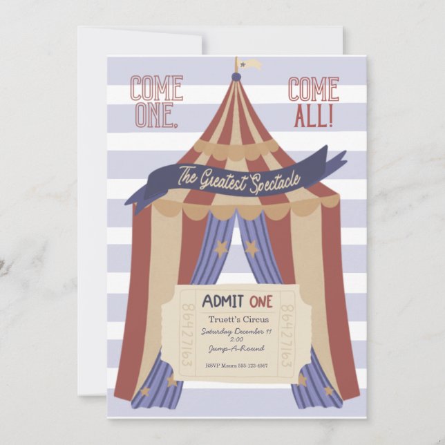 Admit ONE Circus Birthday Invitation (Front)