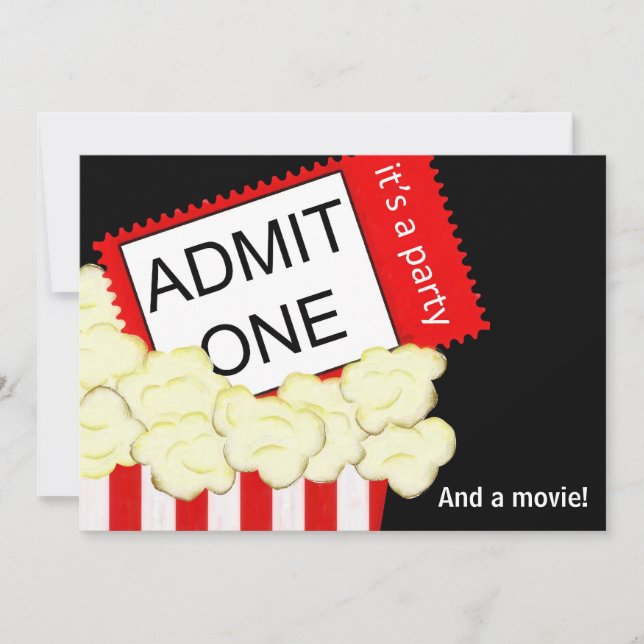 Admit One Movie and Birthday Party Invitation (Front)