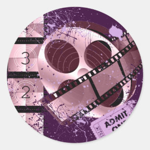 ADMIT ONE MOVIE FILM DESIGN CLASSIC ROUND STICKER