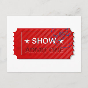 Admit One Ticket Postcard