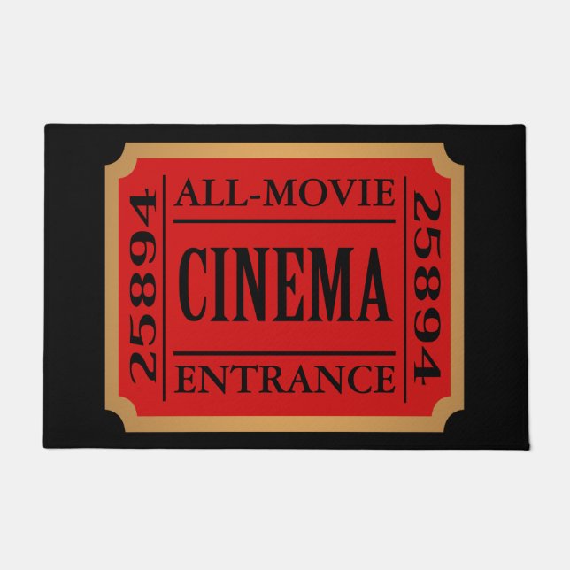 Admit One Vintage Cinema Ticket Custom Doormat (Front)