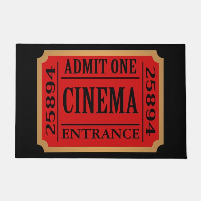 Admit One Vintage Cinema Ticket Doormat (Front)