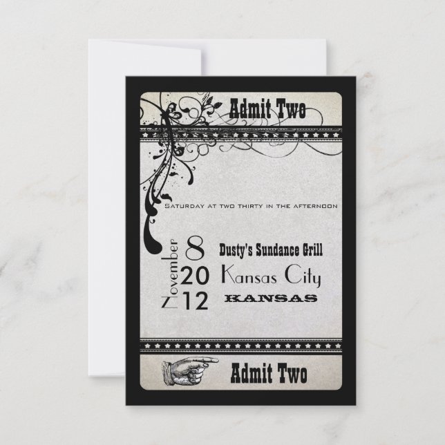 Admit Two Vintage Showbill RSVP Enclosure Card (Front)