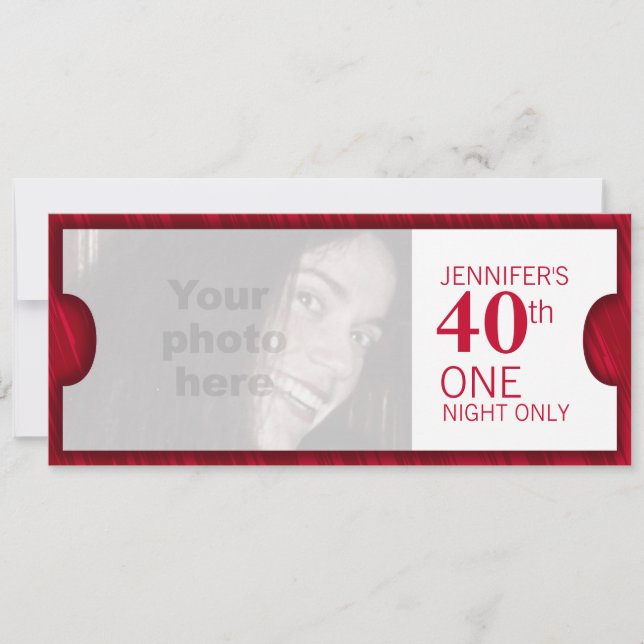 Admit two VIP 40th birthday party photo invite (Front)
