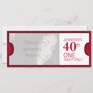 Admit two VIP 40th birthday party photo invite